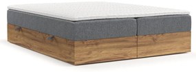 Boxspring posteľ s úložným priestorom v sivo-prírodnej farbe 160x200 cm Faro – Maison de Rêve