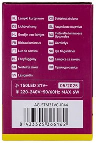 Aigostar - LED vonkajšia vianočná svetelná reťaz 150xLED/6W/230V/8 funkcií 1,5x1m IP44 teplá biela+DO
