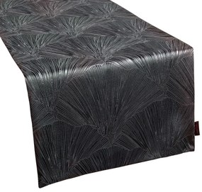 Elegantný zamatový stredový obrus v čiernej farbe s krásnym vzorom