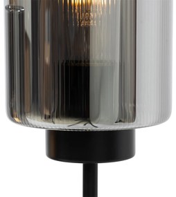 Art Deco stolná lampa čierna s dymovým sklom 2-svetlo - Laura
