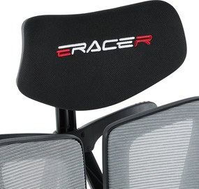 Herná ergonomická stolička ERACER H3246 — sieť / látka, sivá / čierna