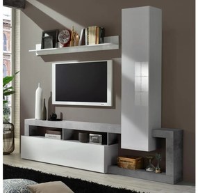 Obývacia stena LENOR biela/šedý betón