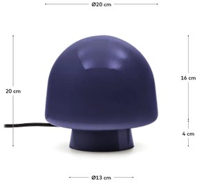 Tmavomodrá stolová lampa so skleneným tienidlom (výška 20 cm) Reig – Kave Home