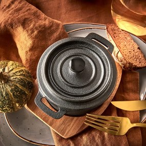 HOT IRON Servírovací hrniec s dreveným podnosom