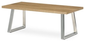 Autronic - Stůl konferenční 120x60cm, MDF deska, dýha odstín dub, kovové nohy, broušený nerez. - CT-W1515 OAK AKCE