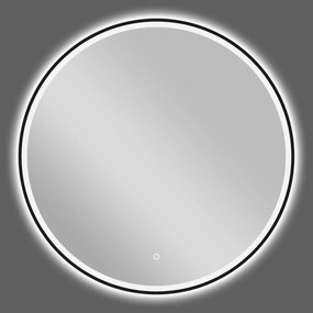 Cerano Vito, LED kúpeľňové zrkadlo, kovový rám, Ø 80 cm, čierna matná, CER-CER-NT8232G80