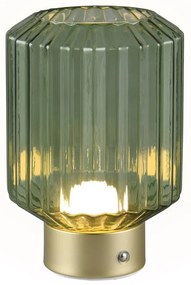 Stmievateľná LED stolová lampa v zelenej a zlatej farbe so skleneným tienidlom (výška 19,5 cm) Lord – Trio