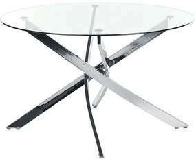 Okrúhly jedálenský stôl so sklenenou doskou ⌀ 120 cm strieborný MARAMO Beliani