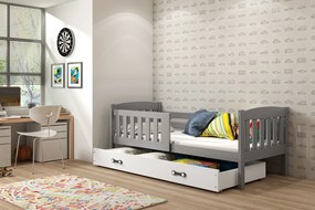 Detská posteľ KUBUŠ 1 s úložným priestorom | sivá Farba: Sivá / biela, Rozmer.: 190 x 80 cm