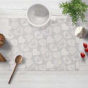 Biante Dekoračné prestieranie na stôl PML-071 Srdce s ornamentami na sivom 30x40 cm