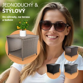 Polyratanový odkladací stolík ROCCO, 40x45x45cm, krémová Casaria