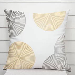 Biante Zamatová obliečka na vankúš Tamara TMR-023 Žlté a sivé designové kruhy na smotanovom 50 x 60 cm