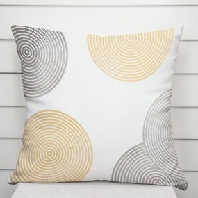Biante Zamatová obliečka na vankúš Tamara TMR-023 Žlté a sivé designové kruhy na smotanovom 35 x 45 cm