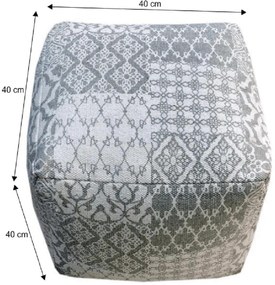 Taburet, bavlna, olivová/vzor, NOVEL