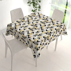 Biante Dekoračný štvorcový obrus Leona LN-064 Zlaté a čierne cik cak pásiky 100x100 cm