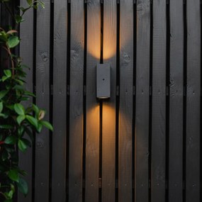 Nástenné svietidlo sivé 2-žiarovkové IP44 s čidlom súmraku - Baleno