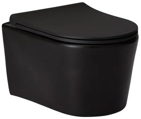 Cerano Puerto, závesná WC misa Rimless 500x350x290 mm + WC sedátko Taco s pomalým zatváraním, čierna matná, CER-CER-413234