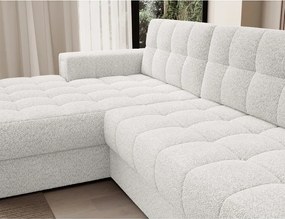 Krémovobiela rozkladacia rohová pohovka z textílie buklé (ľavý roh/s leňoškou) Blezalt – ELTAP