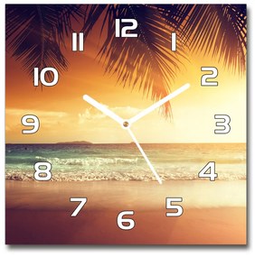 Sklenené hodiny štvorec Tropická pláž pl_zsk_30x30_f_61252272