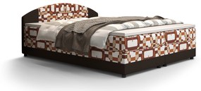 Manželská posteľ  Boxspring 140 cm Orlando (vzor + tmavohnedá) (s matracom a úložným priestorom). Akcia -20%. Vlastná spoľahlivá doprava až k Vám domov. 1047276