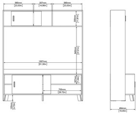 Biela/v prírodnej farbe TV zostava v dekore duba 159x181x48 cm Ikast – Tvilum