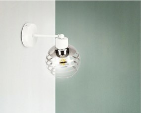 BERGE Sklenená LED nástenná lampa biela 1xE27 - gulička horizontálne pruhy