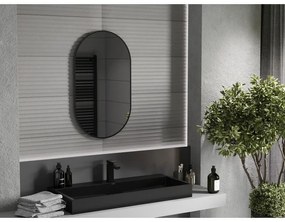 Mexen Loft, oválne kúpeľňové zrkadlo 85 x 50 cm, farba rámu čierna matná, 9851-085-050-000-70