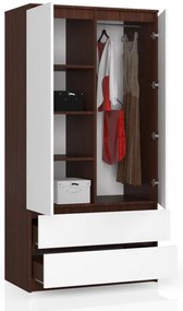 Skriňa S 90 cm 2D 2SZ CLP wenge / biela