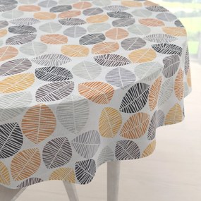 Biante Dekoračný okrúhly obrus Leona LN-136 Hnedé a oranžové lístky Ø 120 cm