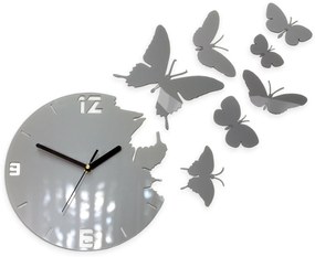 3D nalepovacie hodiny Butterfly sivé