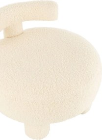 Biela okrúhla stolička s opierkou Teddy Bouclé White - Ø 52*49 cm