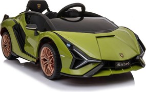 Ramiz Lamborghini SIAN batéria pre deti Zelená + diaľkové ovládanie + EVA + pomalý štart + LED Audio