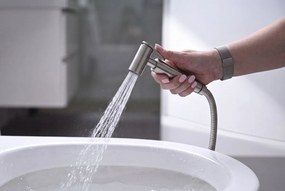 Sapho Minimal,  podomietková batéria s bidetovou spŕškou, oceľová, MI540
