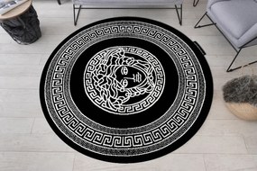 Okrúhly koberec HAMPTON Medusa medúza grécky čierna Veľkosť: kruh 120 cm