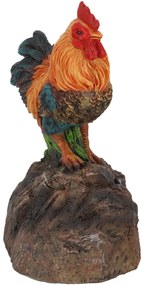 Záhradná figúrka z polyesterovej živice Rooster, 11,4 cm, viacfarebná