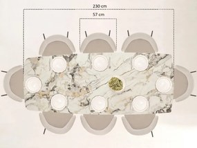 Moderný rozkladací stôl EVELYN sivo-zlatý mramor + čierna