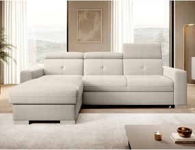 Béžová rozkladacia/s úložným priestorom rohová pohovka (ľavý roh/s leňoškou) Fresia – ELTAP