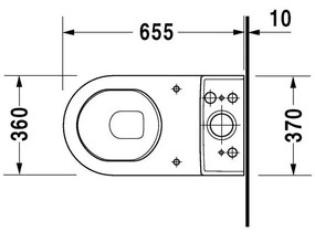 DURAVIT Starck 3 WC misa kombi s vodorovným odpadom, 370 mm x 395 mm x 655 mm, s povrchom WonderGliss, 01260900001