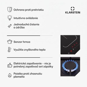 Klarstein MultiChef 4, indukčné a plynové varná doska, 4 varné zóny, 2 plynové horáky, 2 indukčné varné dosky, FlexZone