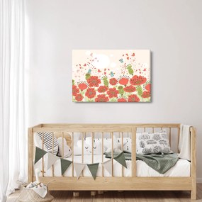 Obraz - Vtáčiky na rozkvitnutej lúke (90x60 cm)