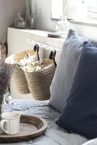 IB LAURSEN Jutový košík Black Strap Round Vysoký