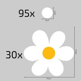 PIPPER. Textilná nálepka na stenu "Sedmokrásky a bodky"
