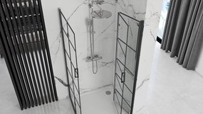 Obdĺžnikový sprchovací kút REA MOLIER BLACK DOUBLE 90x100 cm, čierny/transparent - bez vaničky