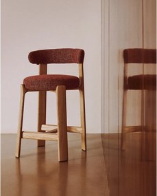 Barová stolička z jaseňového dreva v terakotovej farbe/v svetlo prírodnej farbe (výška sedadla 65 cm) Granite – Kave Home