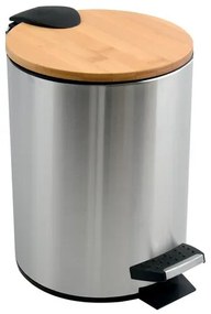 Spirella pedálový odpadkový kôš ADONIS kartáčovaná oceľ bambusové veko 5 L 10.00008, 1 ks