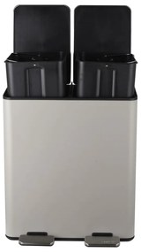 Taupe oceľový odpadkový kôš 2x20 l na triedený odpad/nášľapný Aliya – Spirella