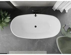 Mexen Eris, voľne stojaca vaňa 170 x 80 cm, biela-čierna, čierny prepad, 53441708075-70