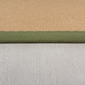 Flair Rugs, Kusový koberec Herringbone Border Kira Green, 120x170, béžová, chodba / predsieň
