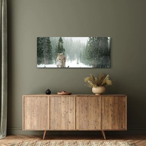Obraz leoparda v snehu (120x50 cm)