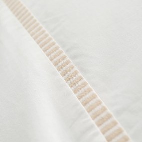 Biele/béžové obliečky na jednolôžko z bavlneného perkálu 135x200 cm Contrast Trim – Bianca
